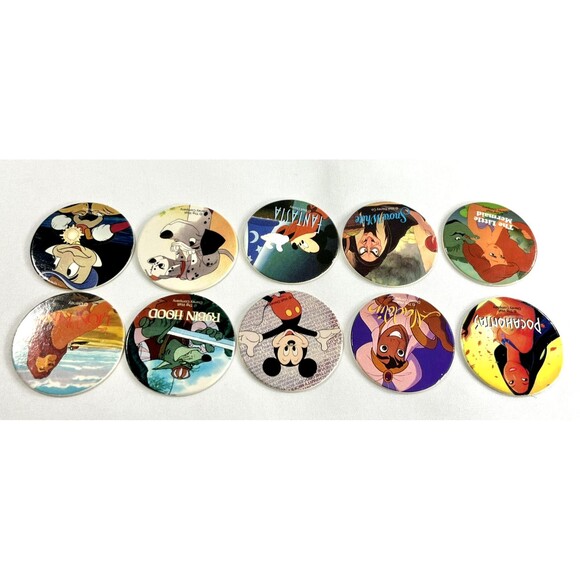 Vintage Assorted Lot of 10 Disney Themed Pogs / Milk Caps - Picture 2 of 8